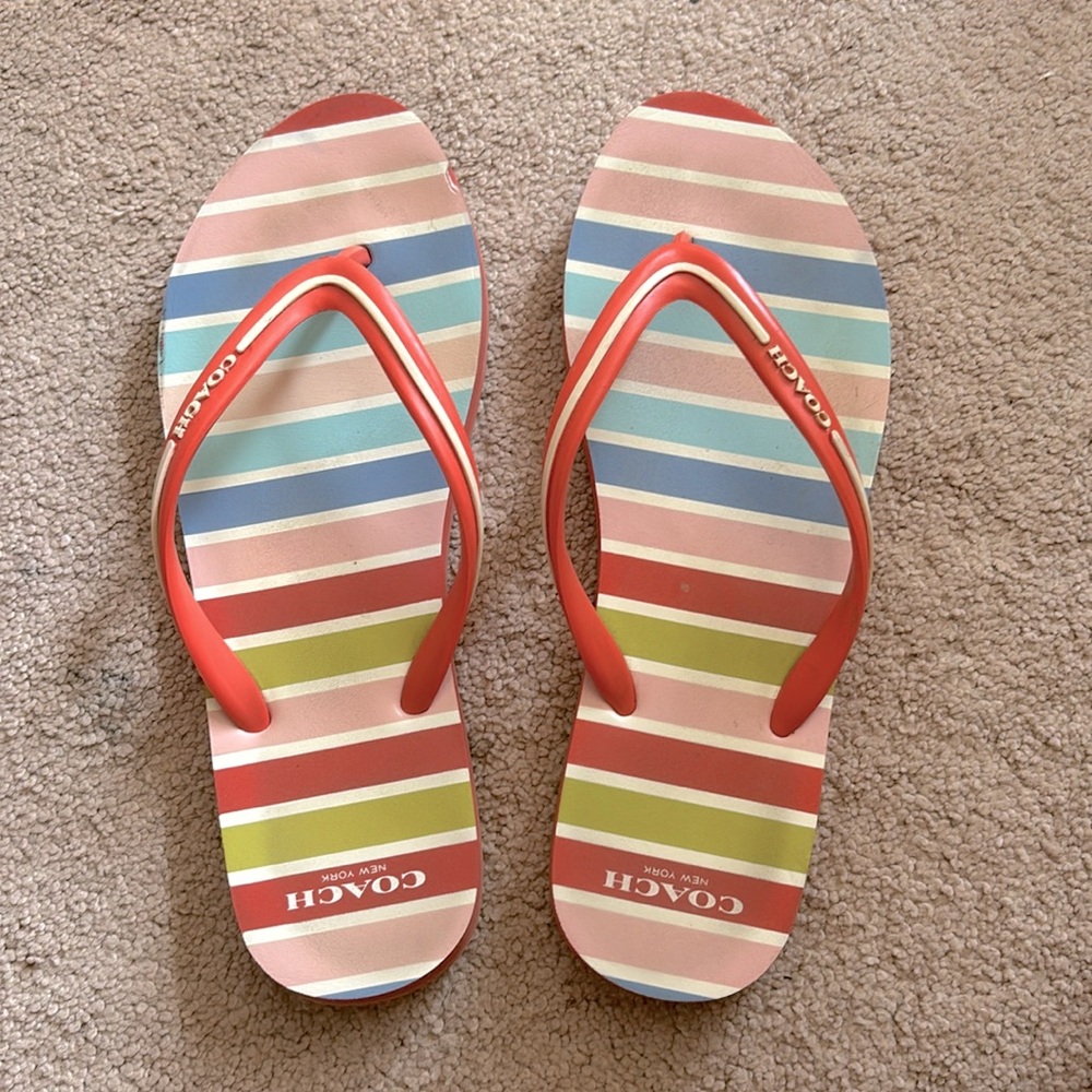 Colorful Coach flip flops